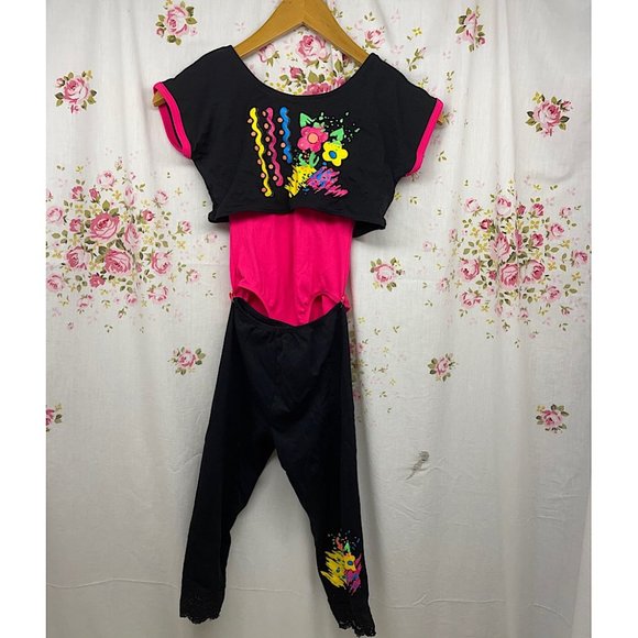 Vintage 80s kids leotard set Sz 7/8 - Picture 1 of 5